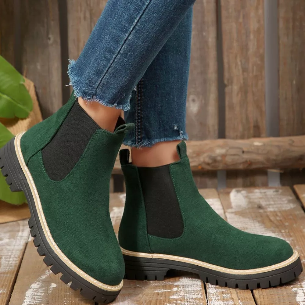 Round Toe Block Heels Boots, image 2