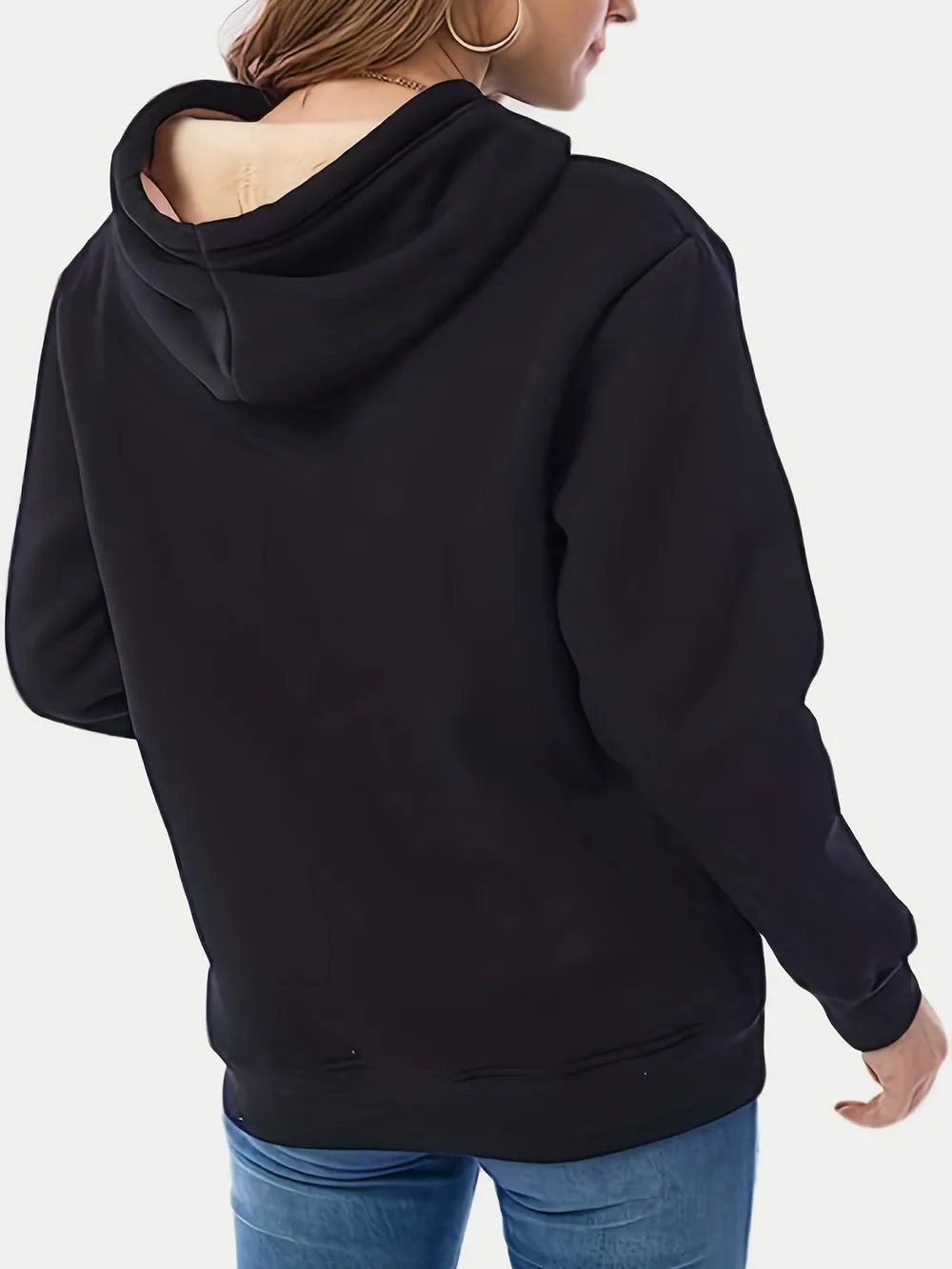 Drawstring Long Sleeve Hoodie with Kangaroo Pocket, image 8