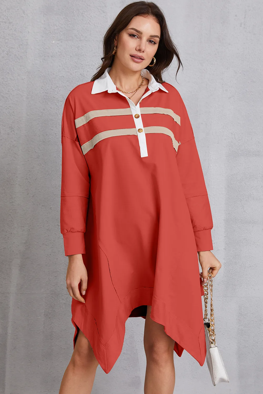 Half Button Handkerchief Hem Dress, image 11