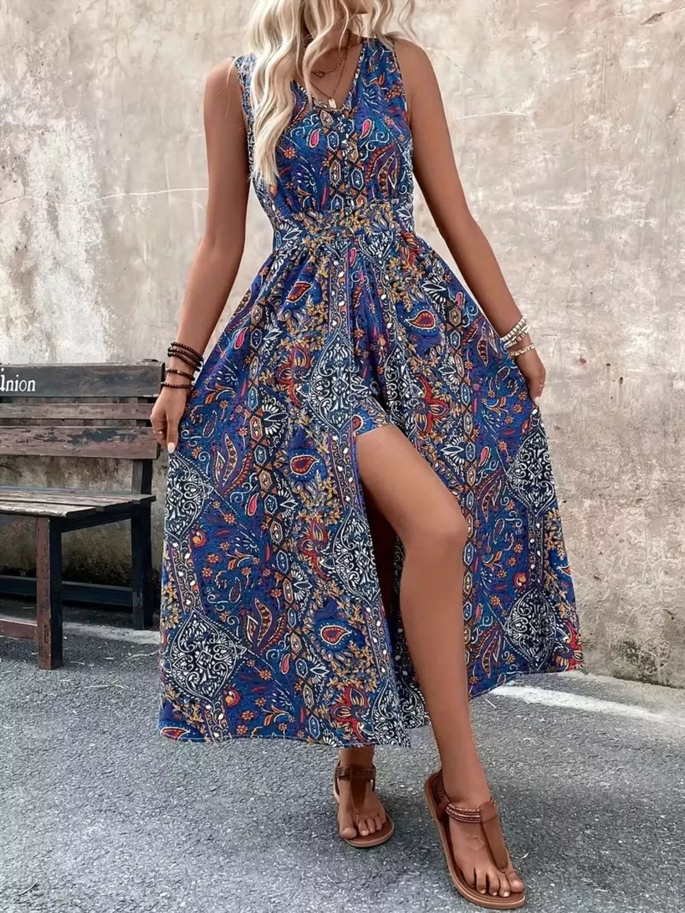 Paisley Print Sleeveless Romper, image 9