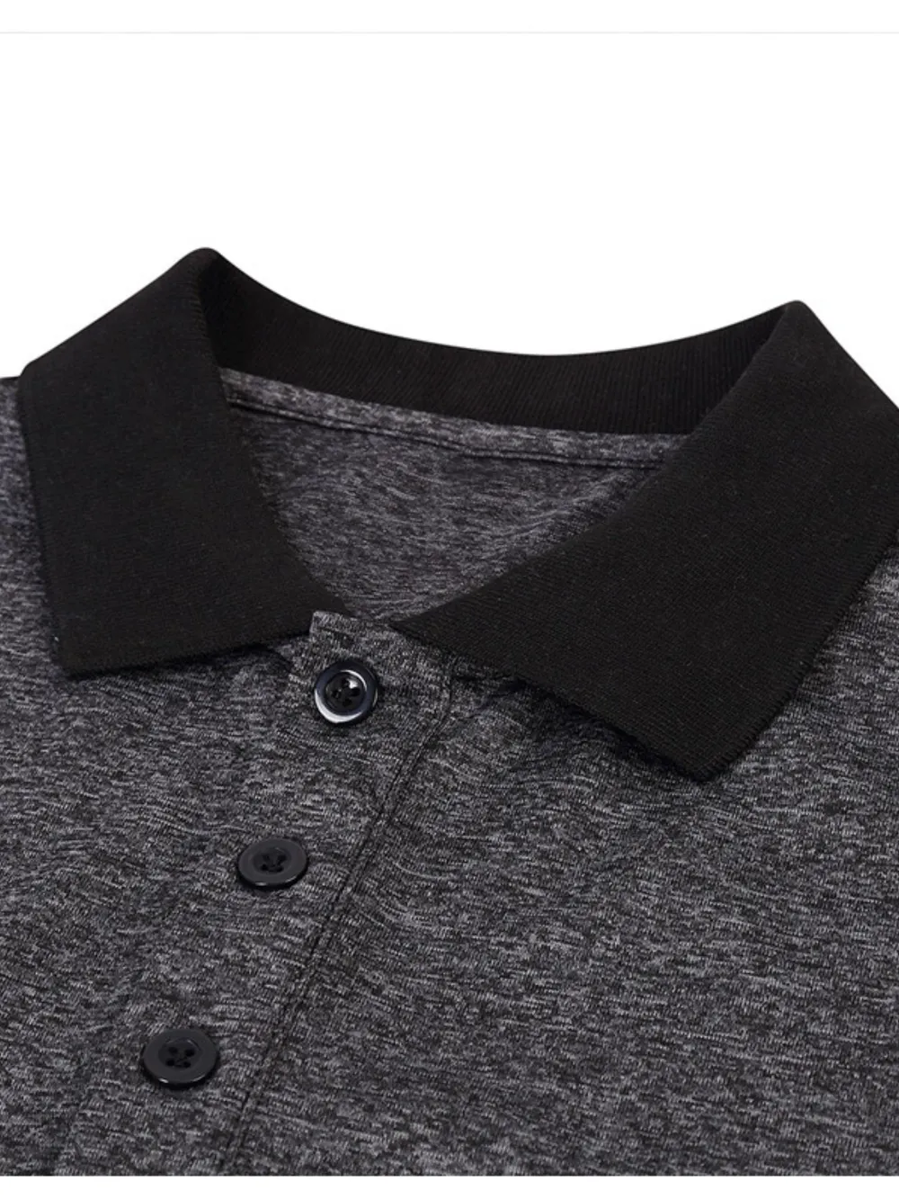 Men's Classic Heathered Polo Shirt with Contrast Collar, image 4