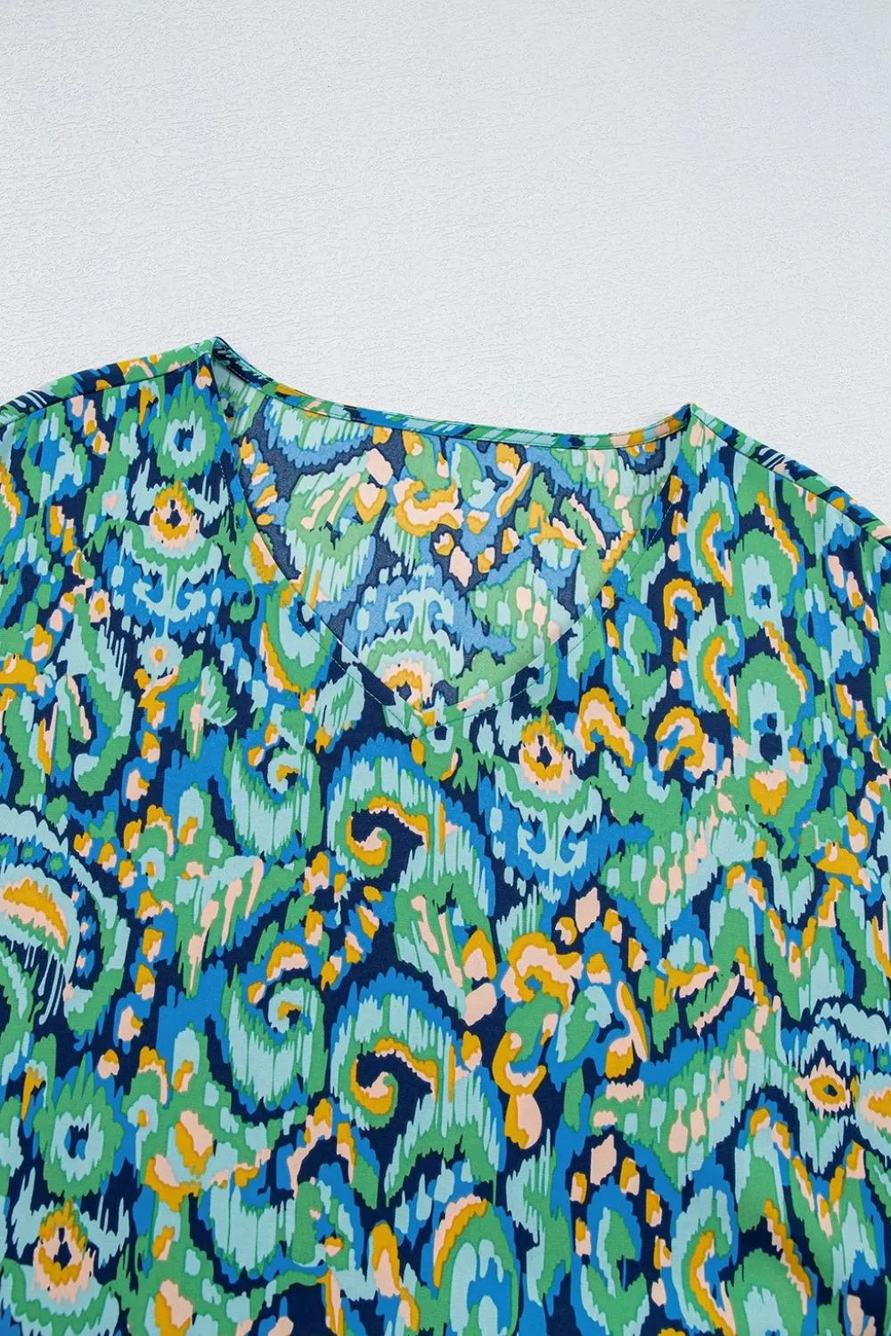 Abstract Print V Neck Half Sleeve Loose Fit Blouse, image 2