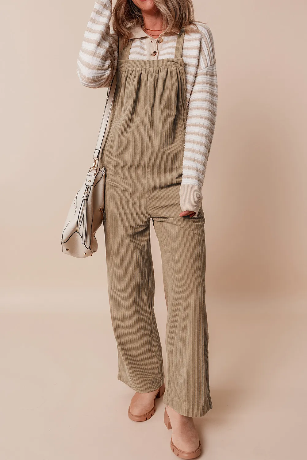 Square Neck Wide Strap Overalls, image 3