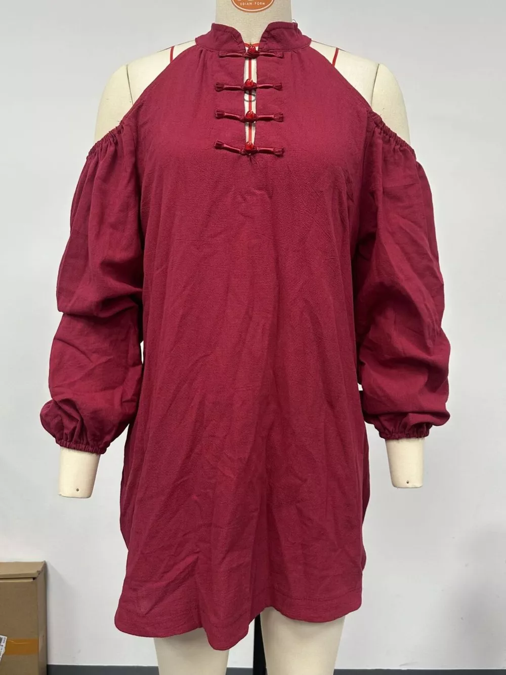 Cold-Shoulder Balloon Sleeve Mini Dress, image 9
