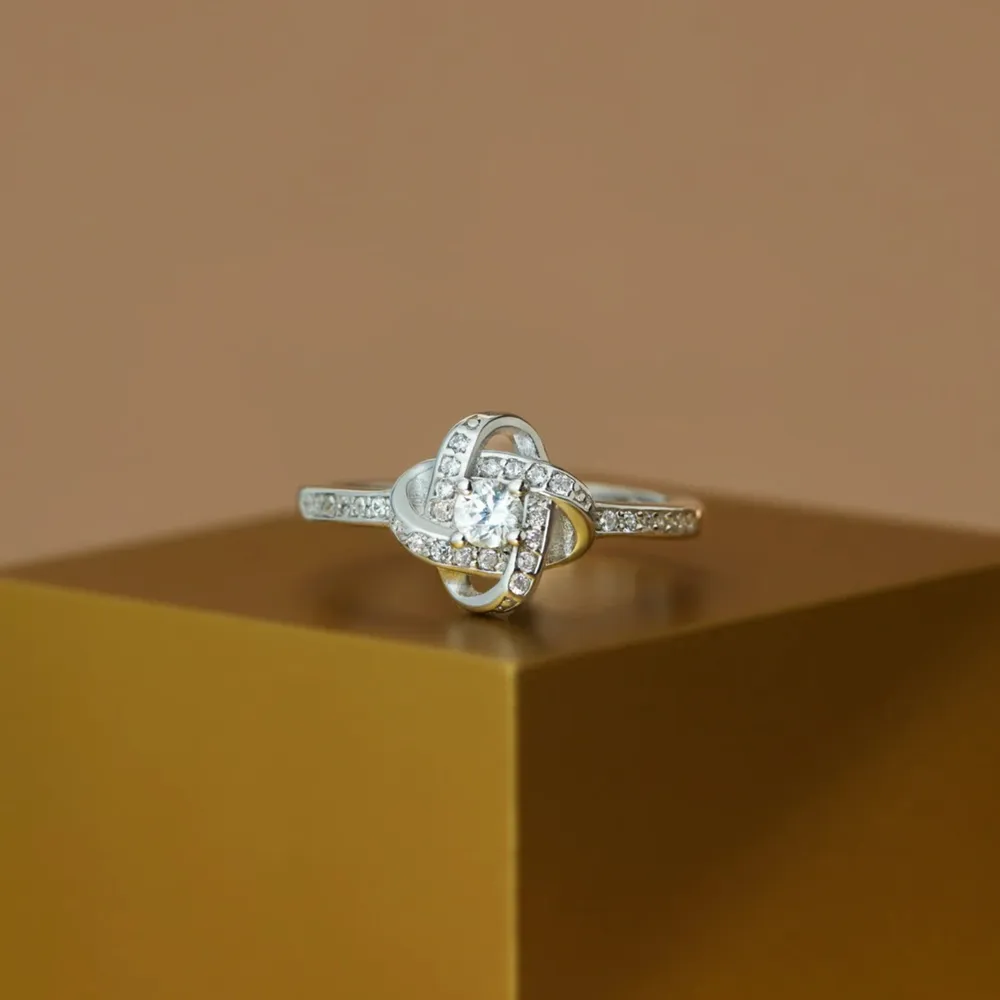 925 Sterling Silver Inlaid Zircon Ring, image 2