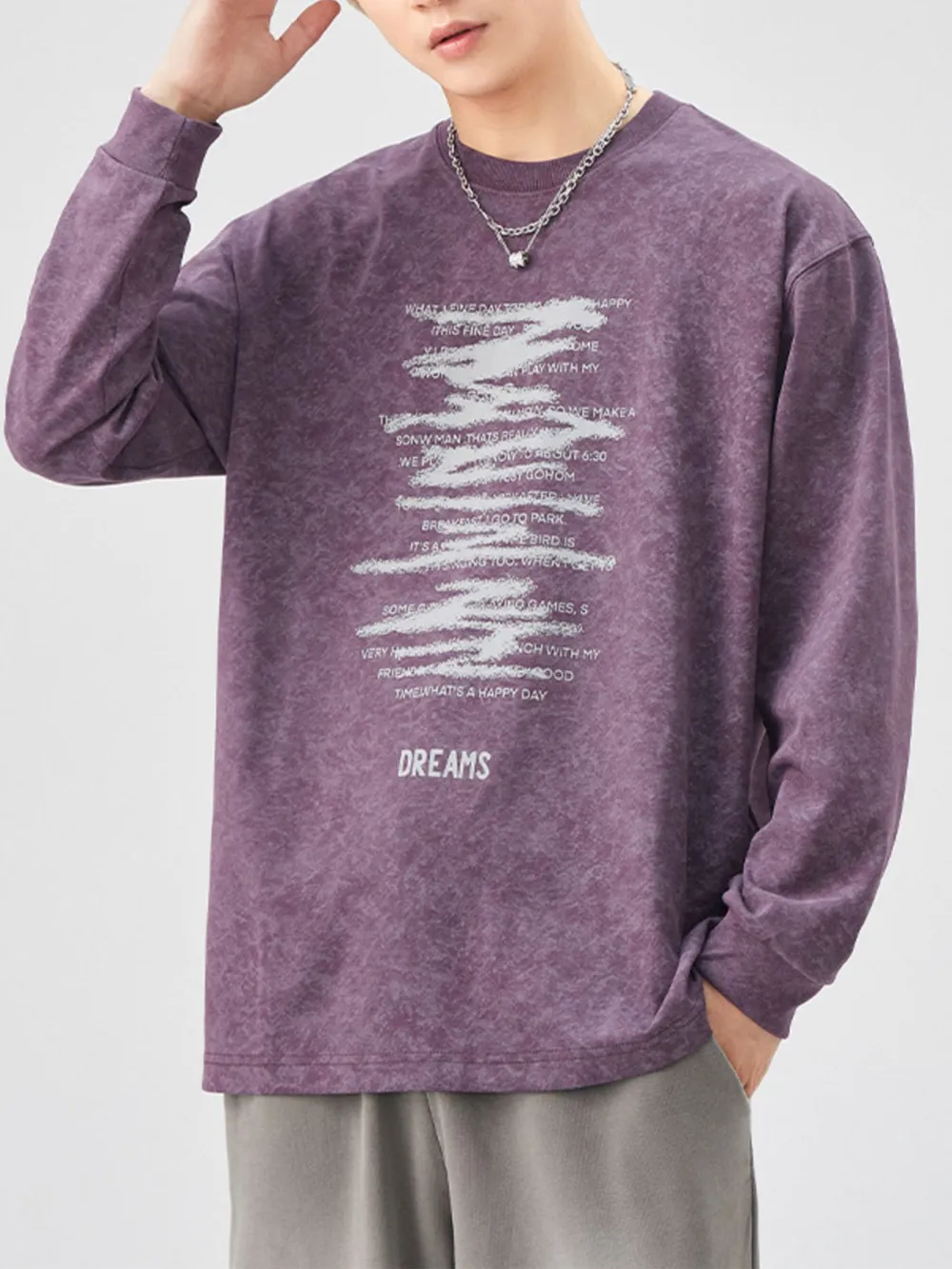 Men's Plus Size Graphic Round Neck Long Sleeve T-Shirt, image 5