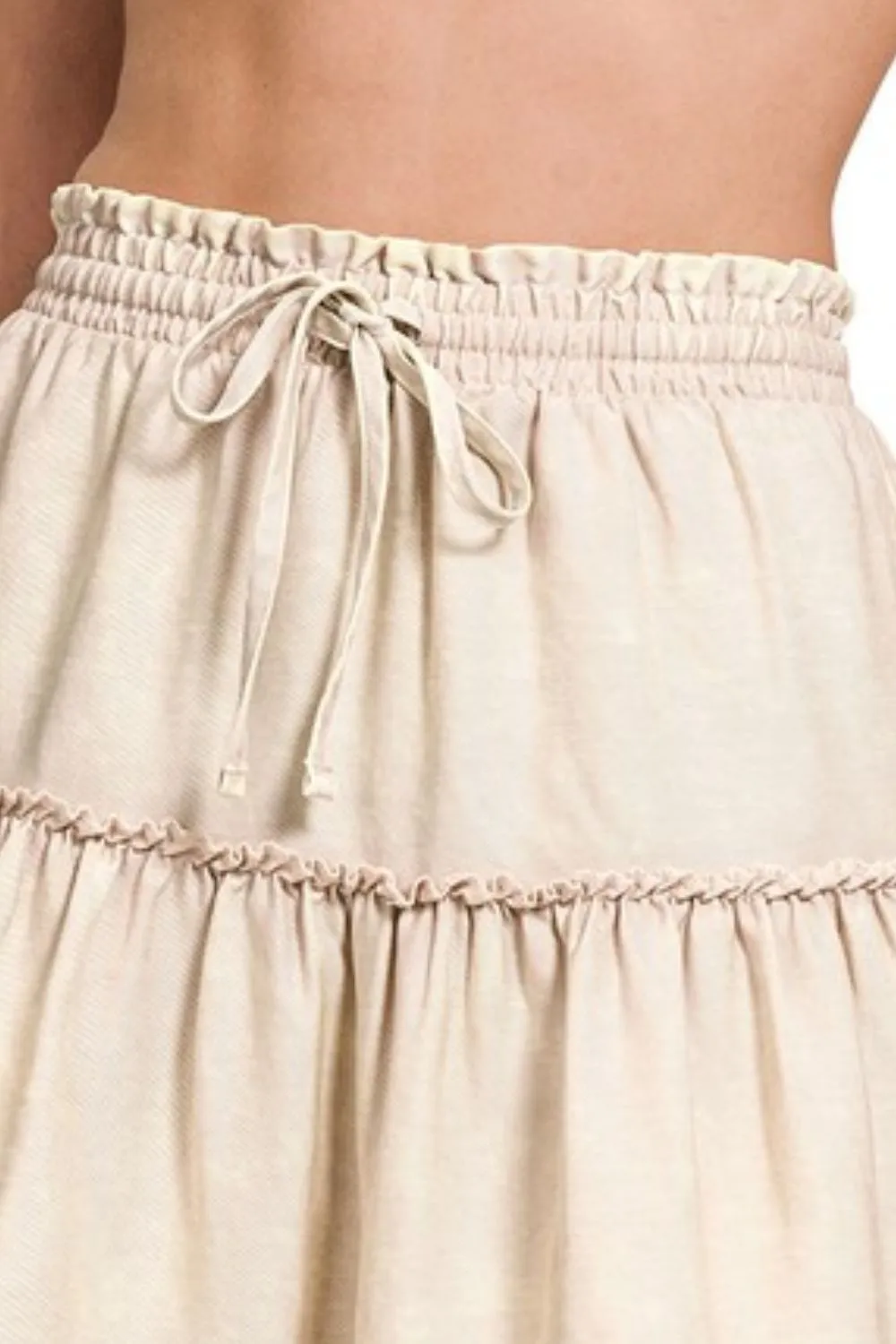 Tencel Washed Tiered Mini Skirts, image 2