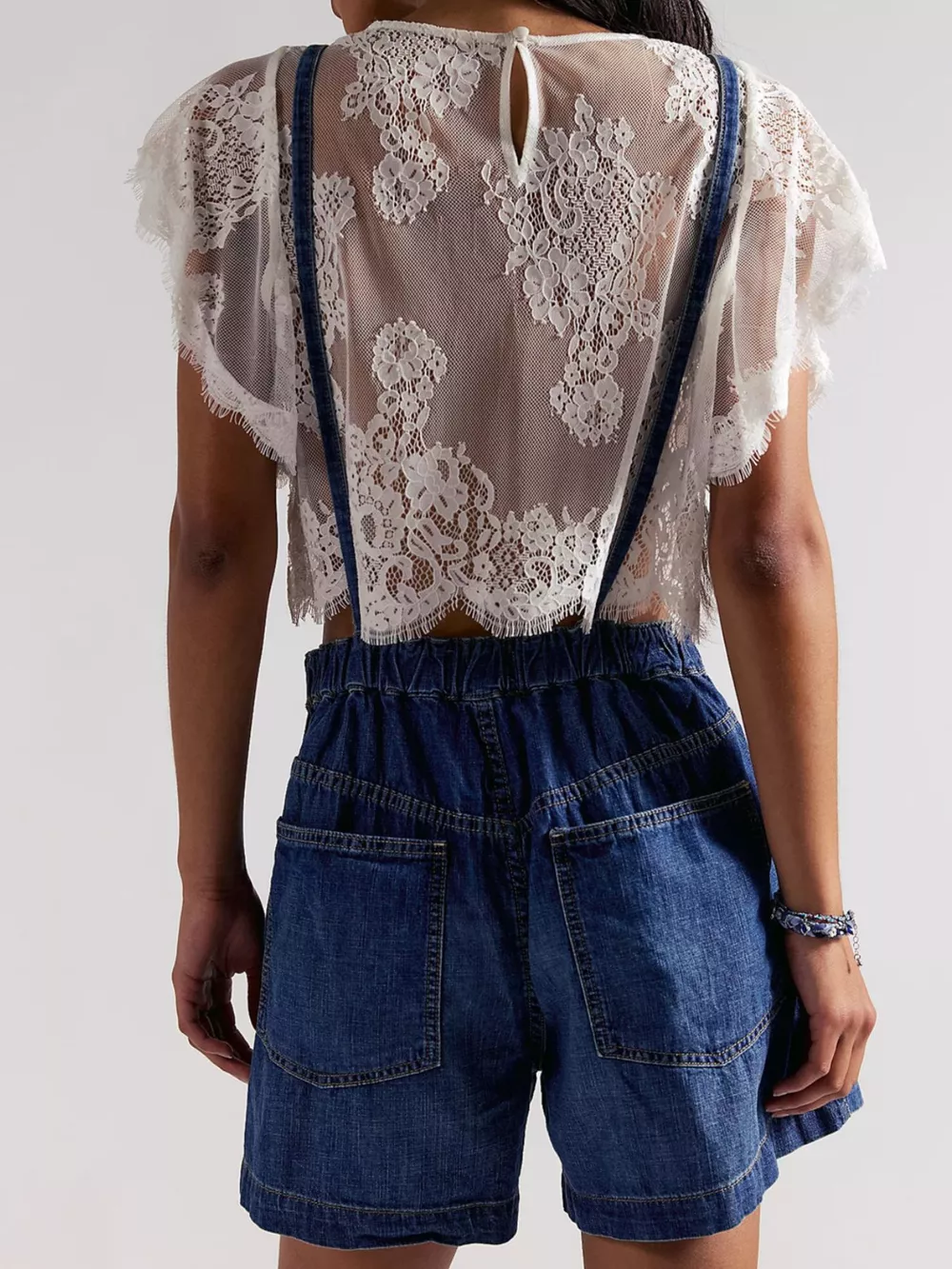 Backless Denim Short Overalls, image 3