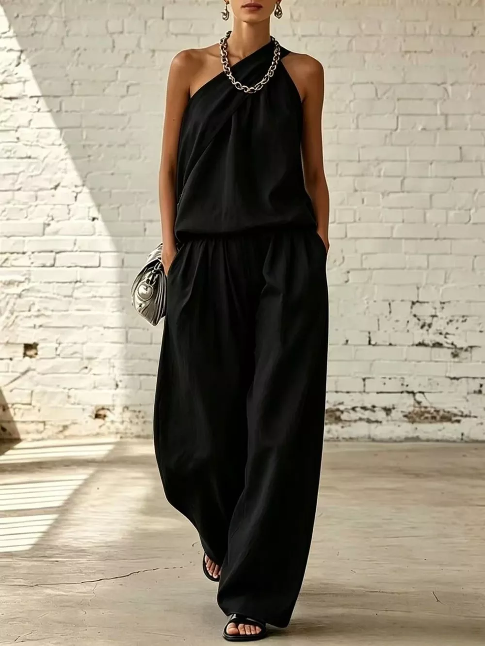 Full Size Sleeveless Top and Wide-Leg Pants Set Plus Size, image 3