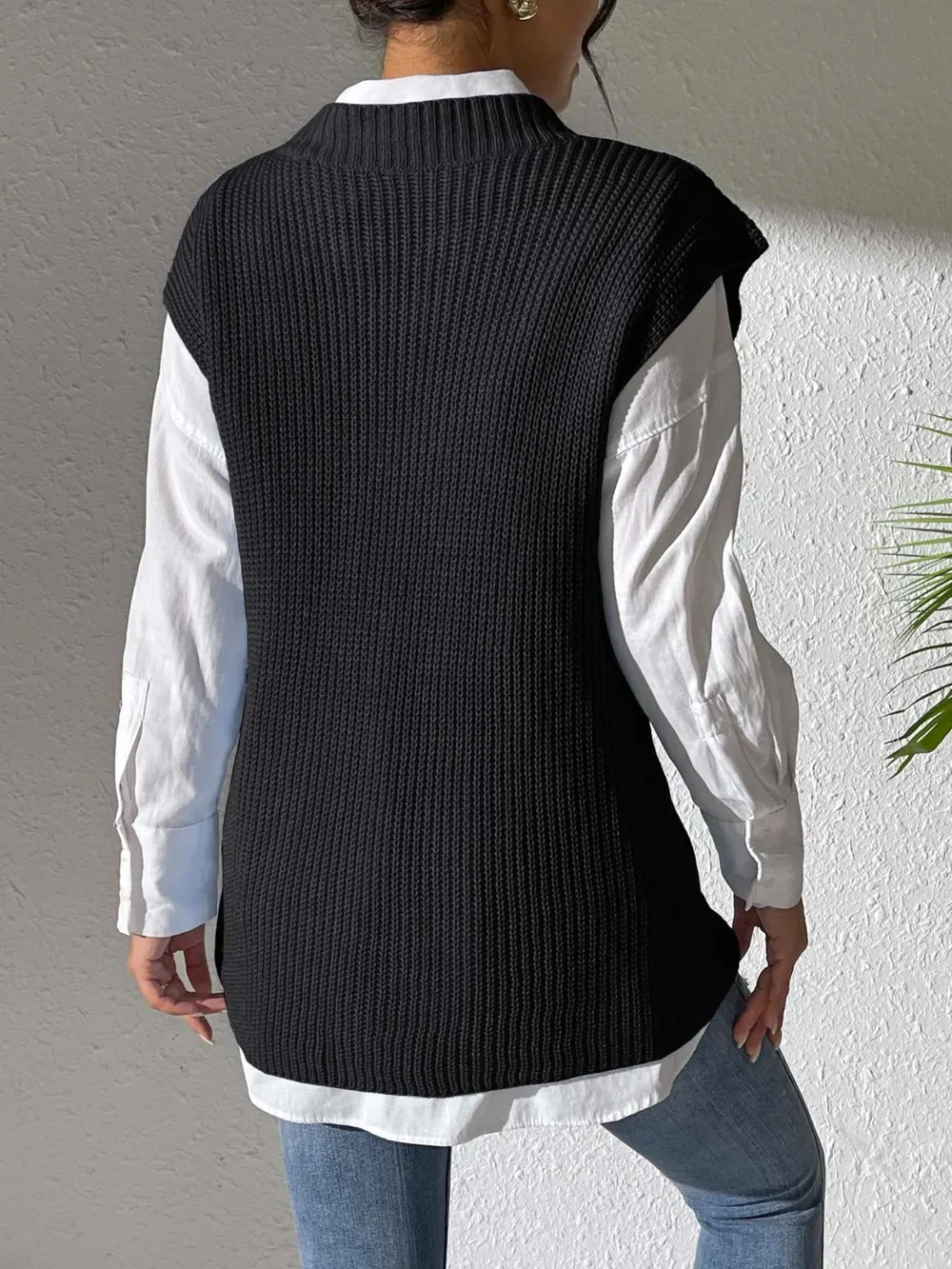 Pearl Trim V-Neck Sweater Vest, image 9