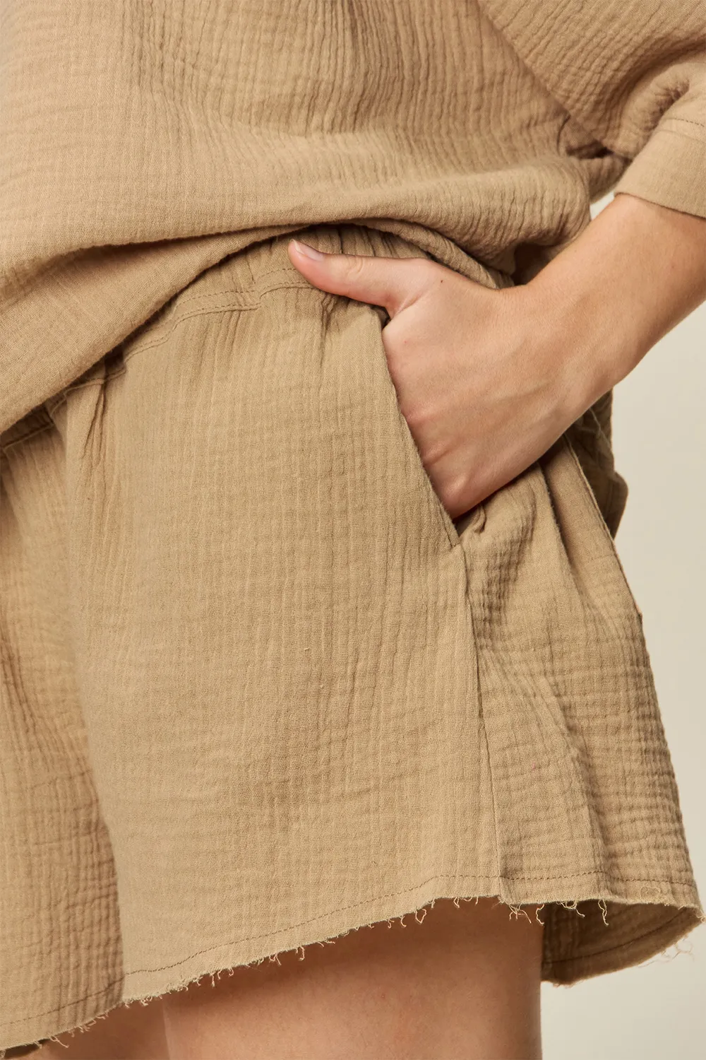 Texture Half Sleeve T-Shirt and Drawstring Shorts Set, image 2