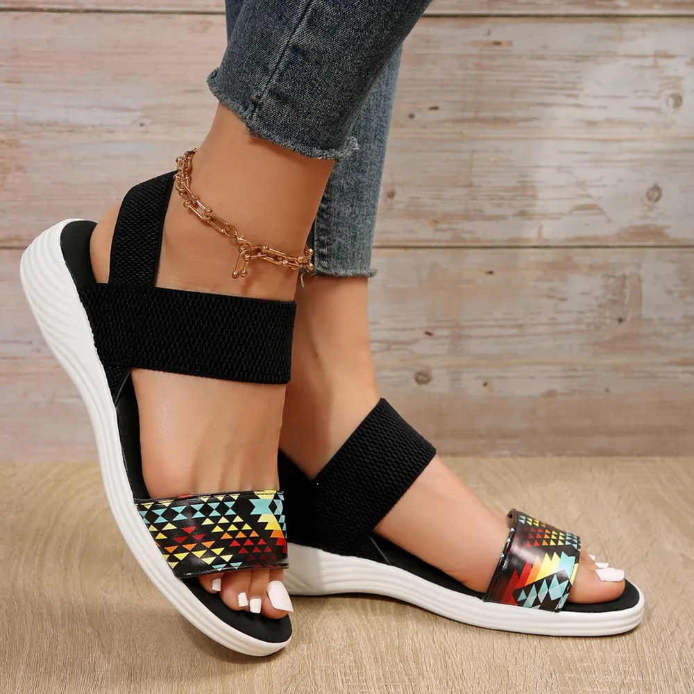 PU Leather Open Toe Low Heel Sandals, image 4