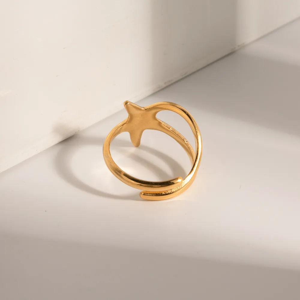 Gold-Plated Stainless Steel Star Ring, image 2