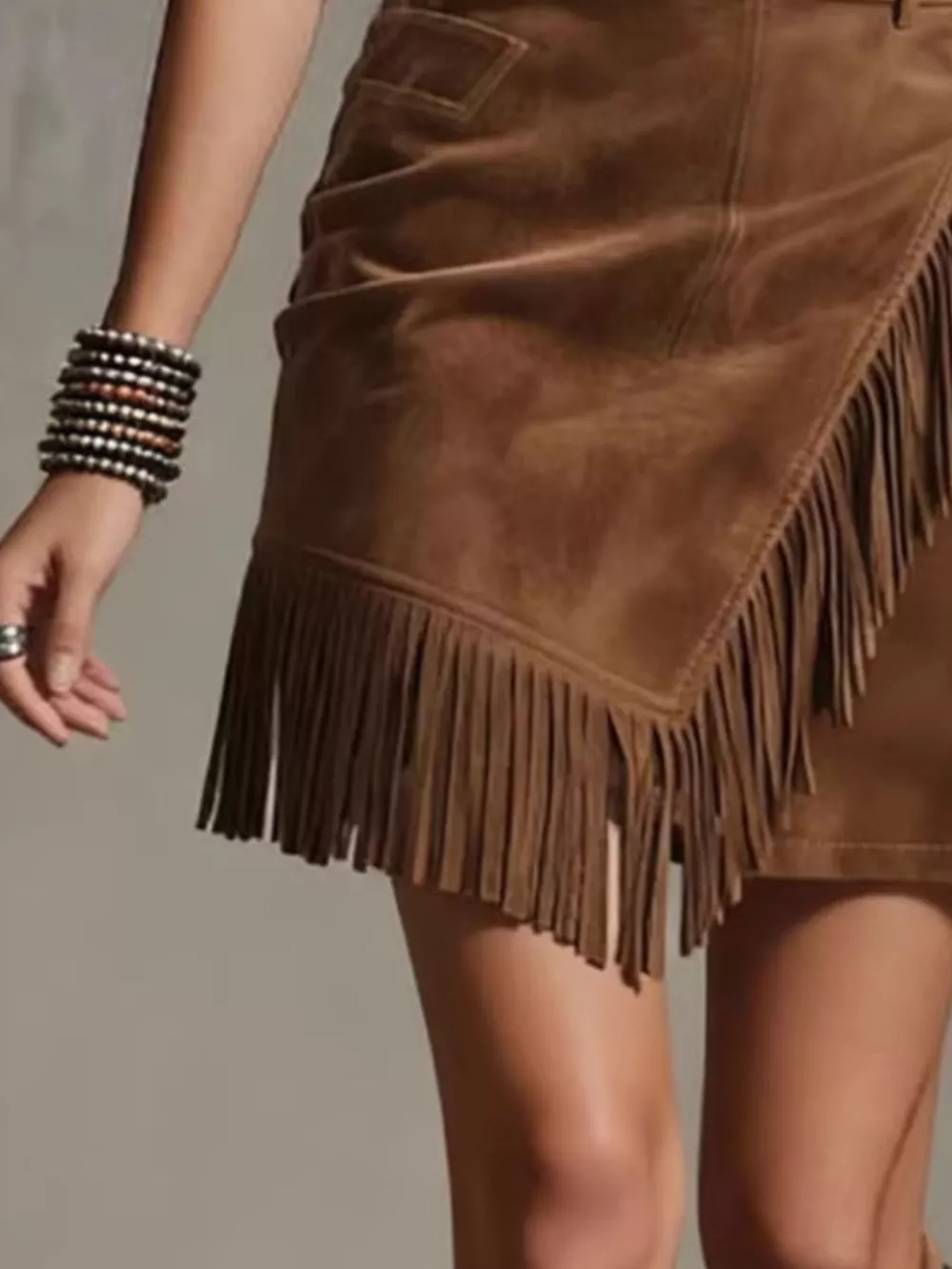 Fringed Wrap Mini Skirt, image 4