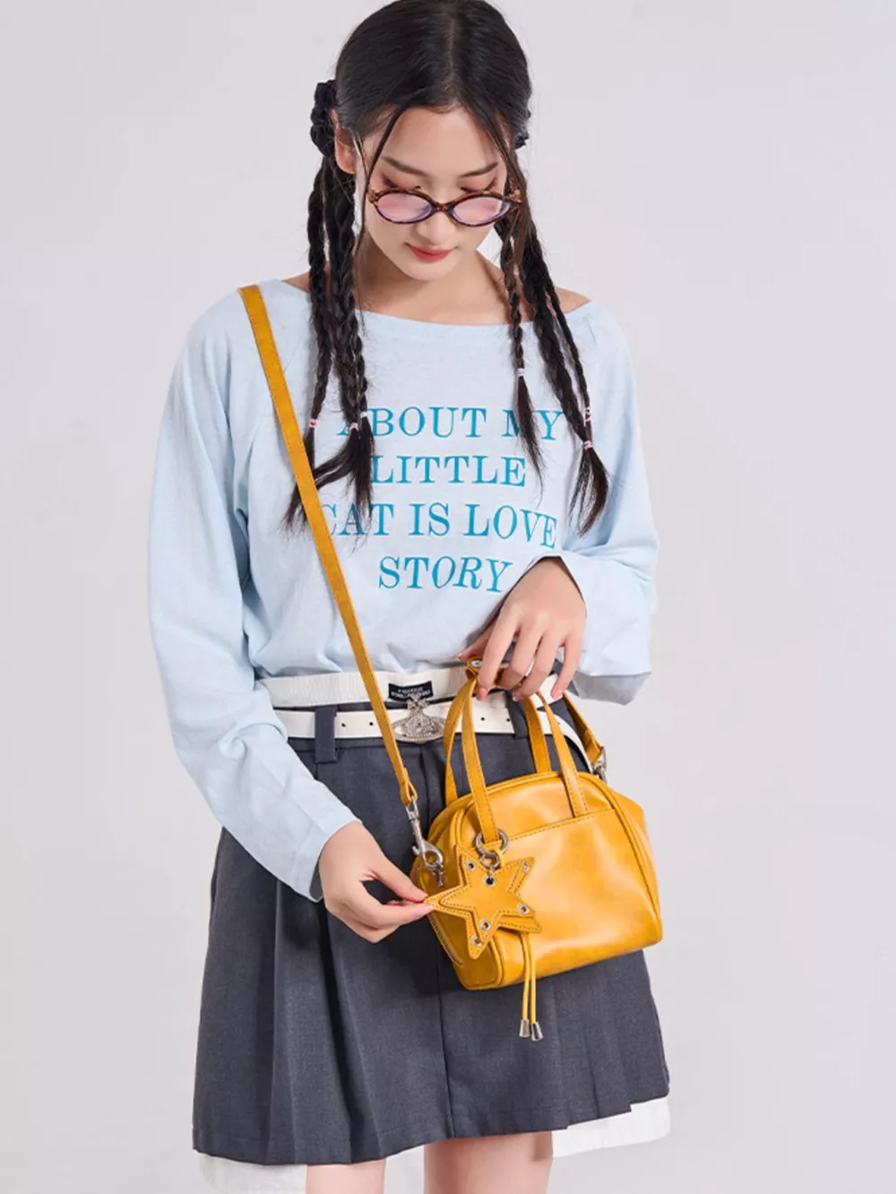 Star-Charm PU Leather Crossbody Bag, image 3