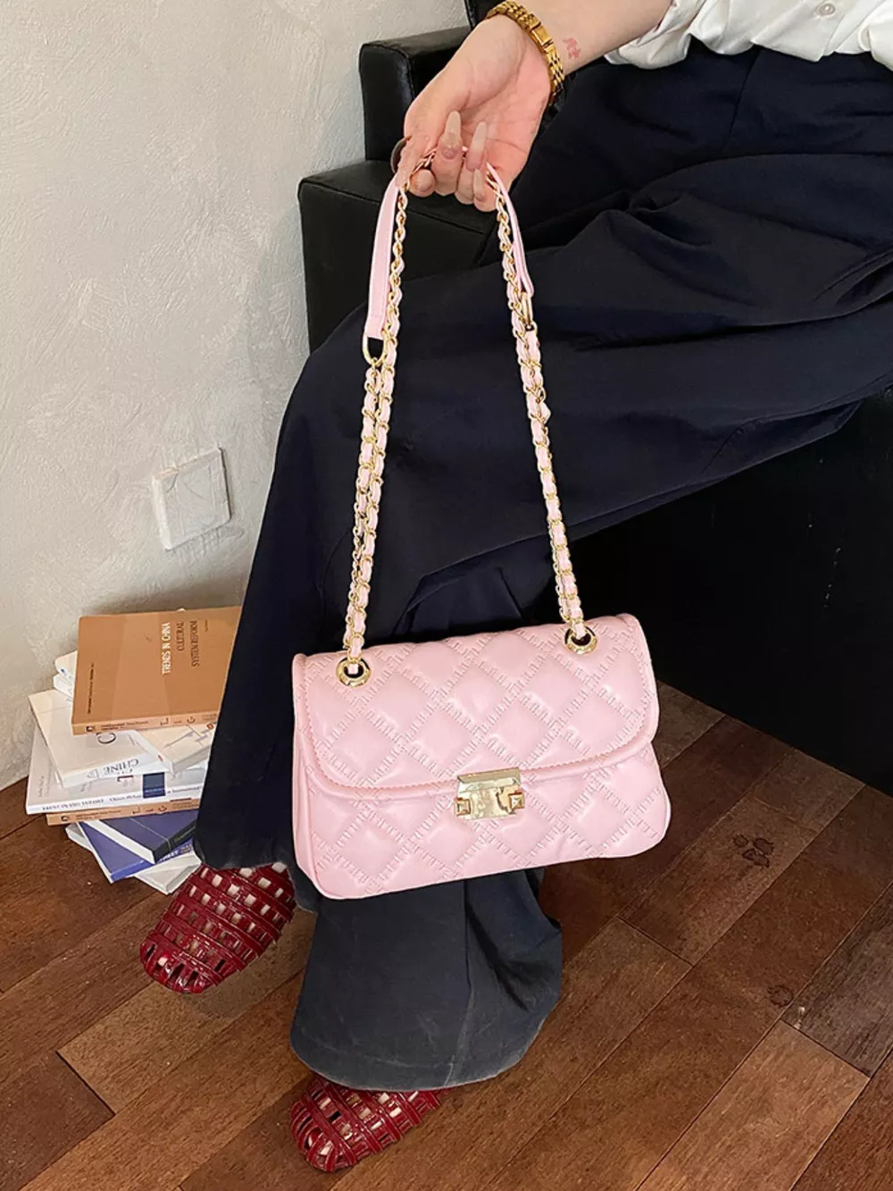 Quilted Chain Crossbody Bag, image 7