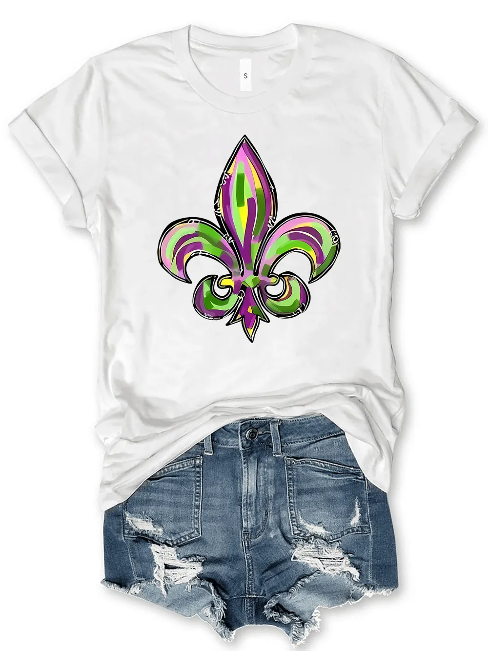 Mardi Gras Graphic Round Neck Short Sleeve T-Shirt, image 3
