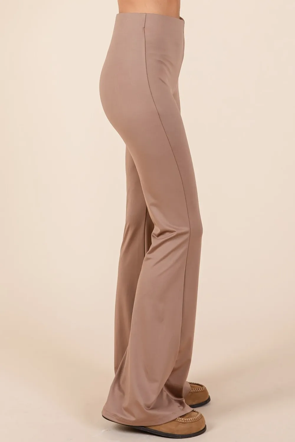 Stretchy Soft Elastic Waist Flare Pants, image 4