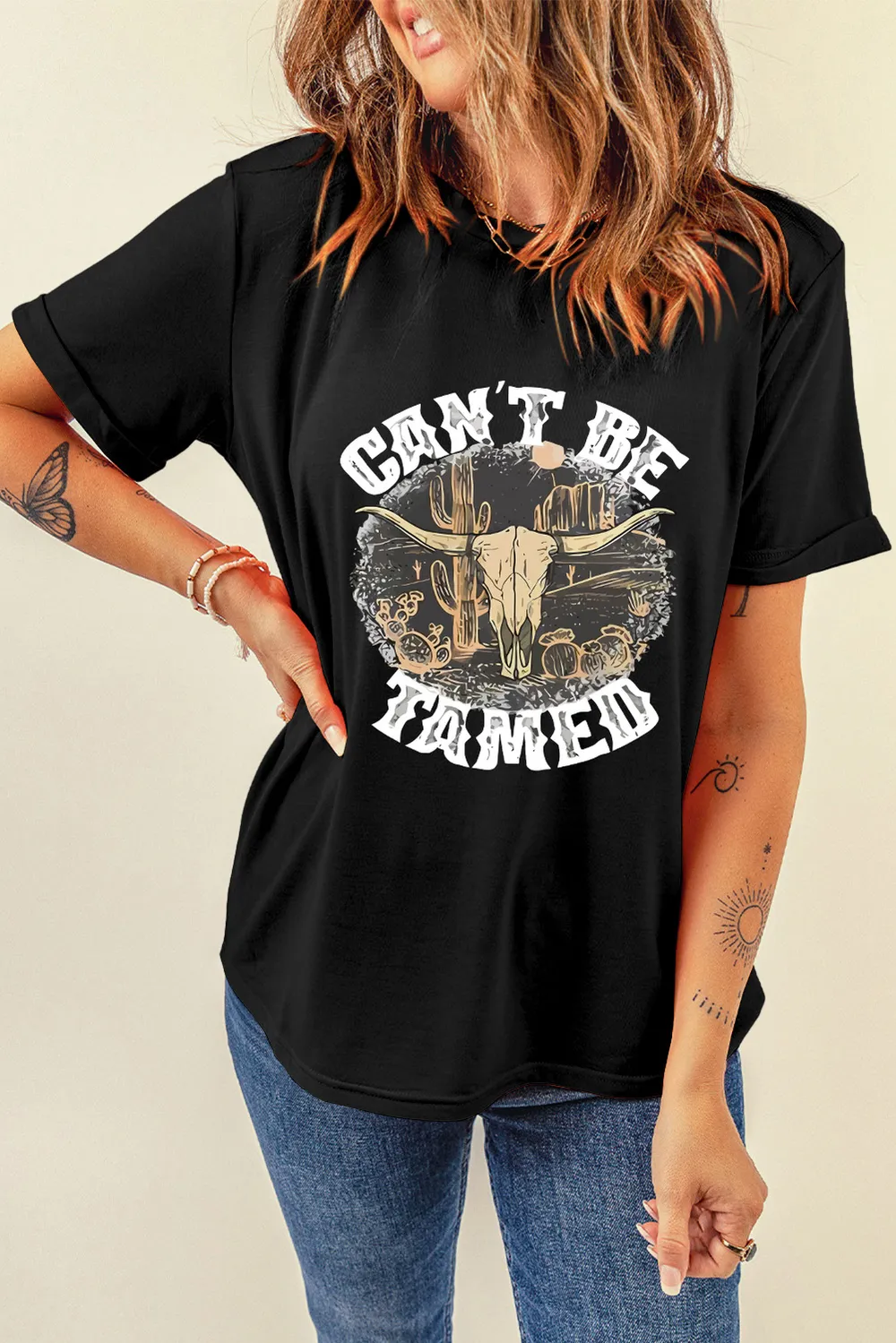 Graphic Round Neck Short Sleeve T-Shirt, image 2