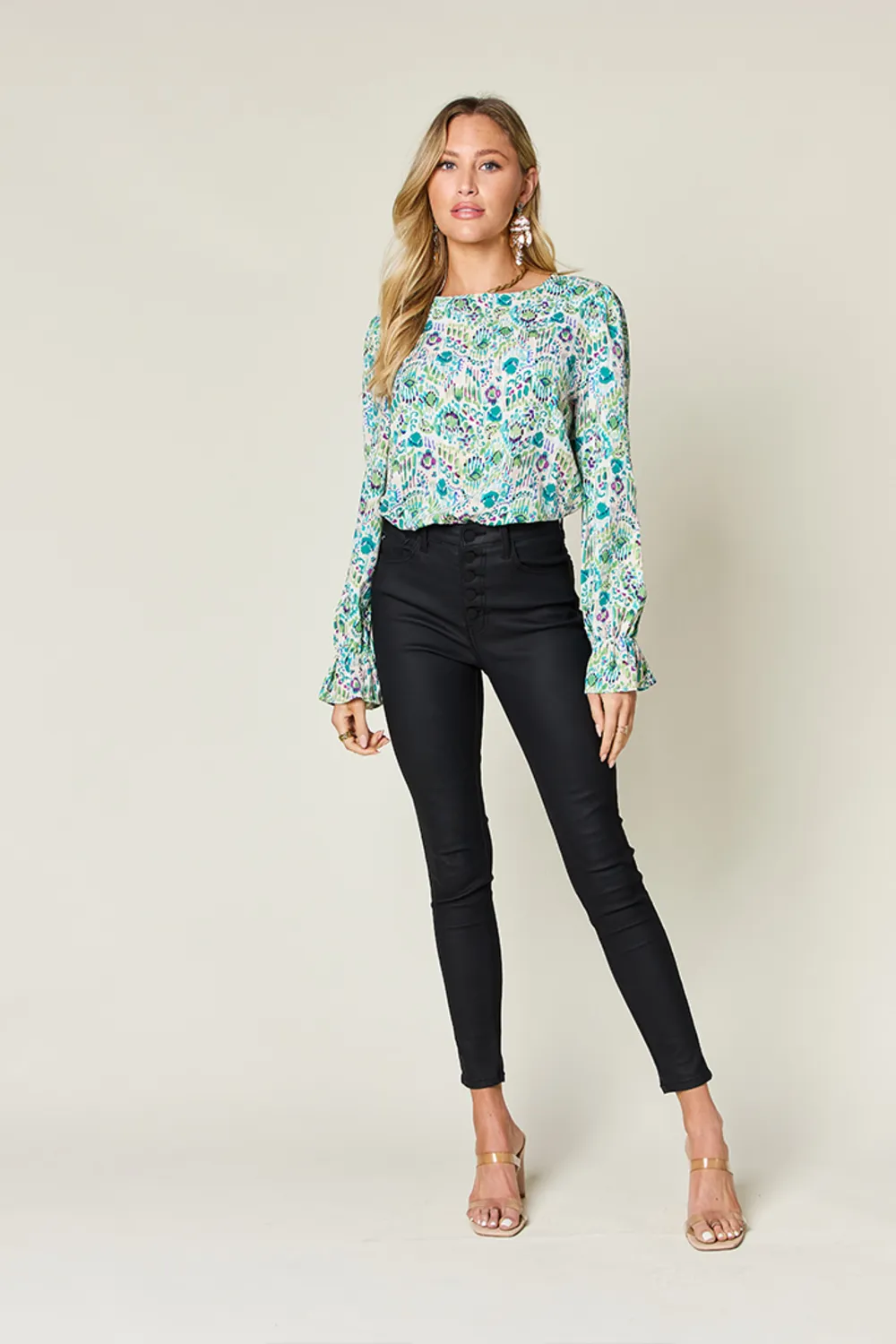 Full Size Printed Flounce Sleeve Blouse, image 9