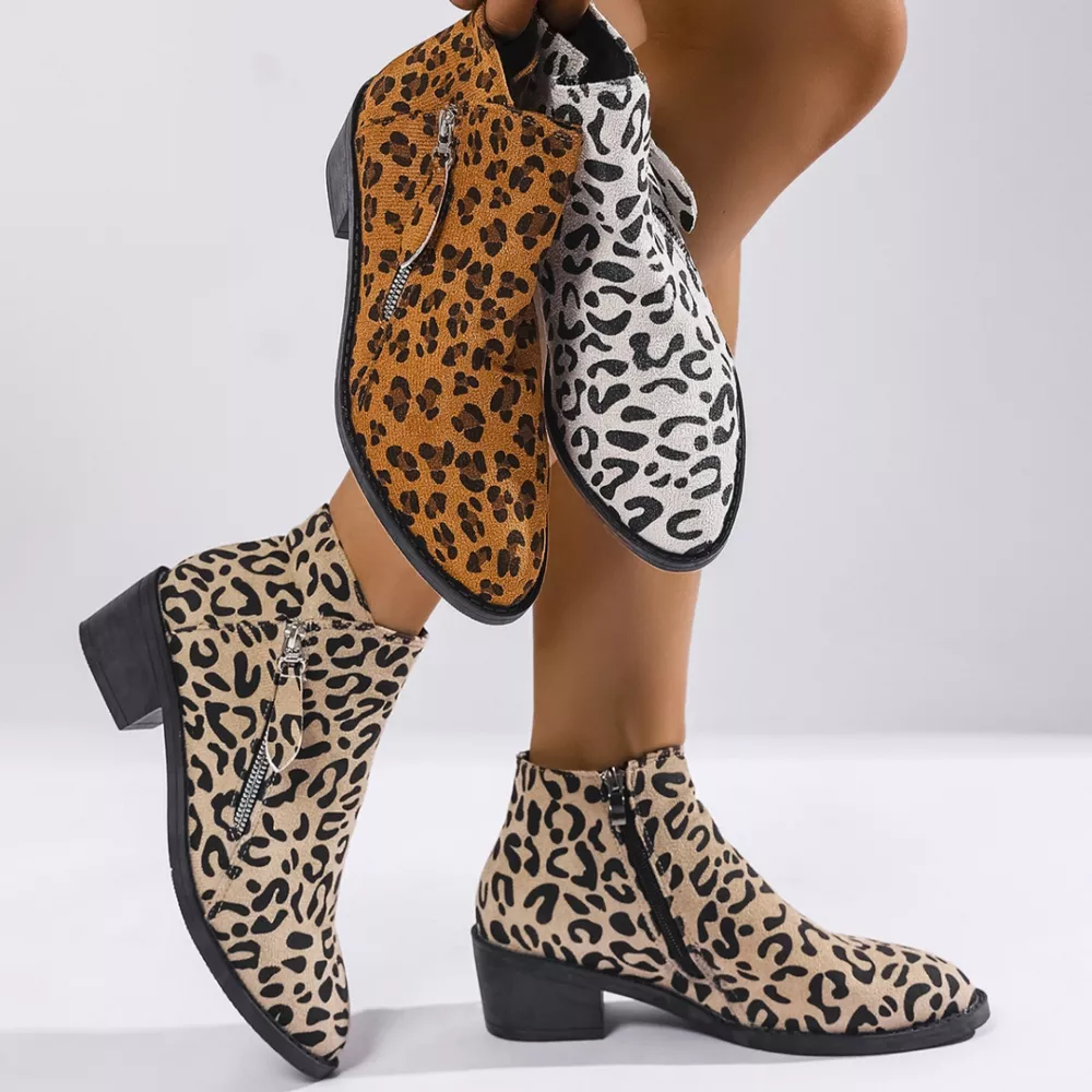 Leopard Block Heel Ankle Boots, image 4