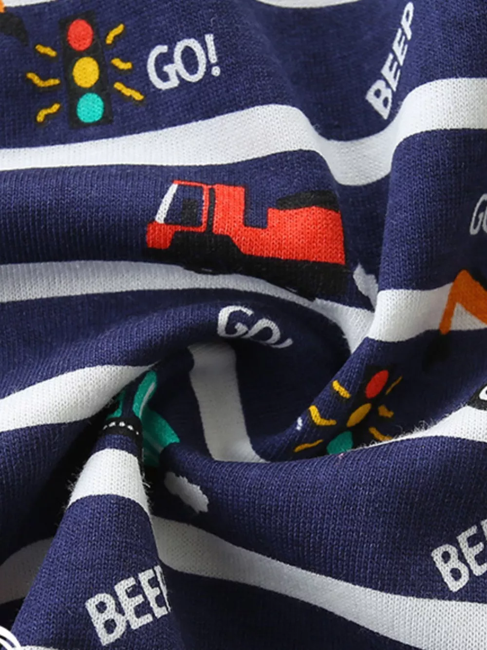 Children's Vehicle Print Striped Tee & Shorts Set, image 4
