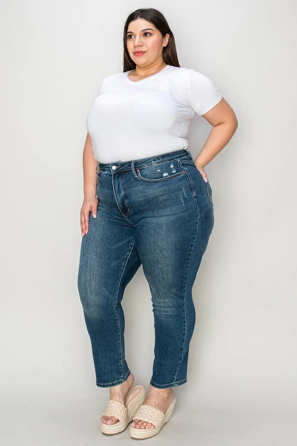 Full Size Tummy Control High Waist Slim Jeans, image 2