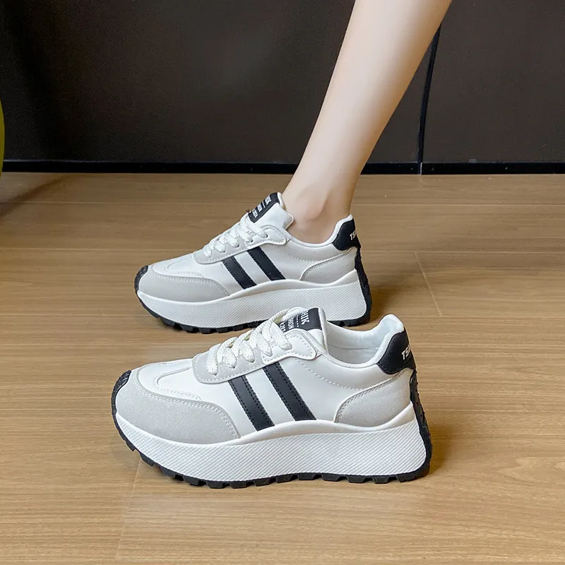 Side Striped Lace Up Platform Athletic Sneakers, image 5