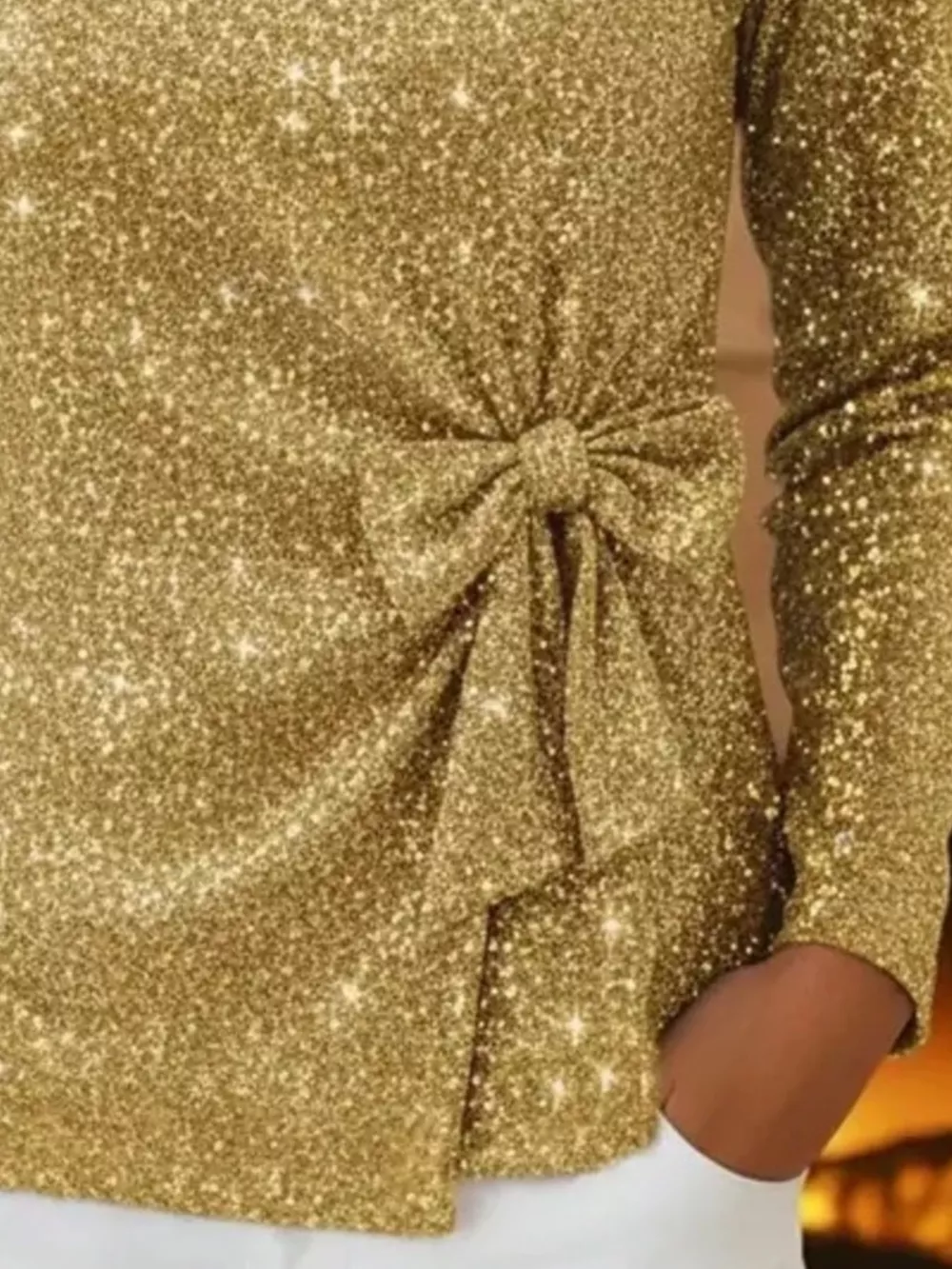 Full Size Sequin Bow-Knot Long Sleeve Top Plus Size, image 2