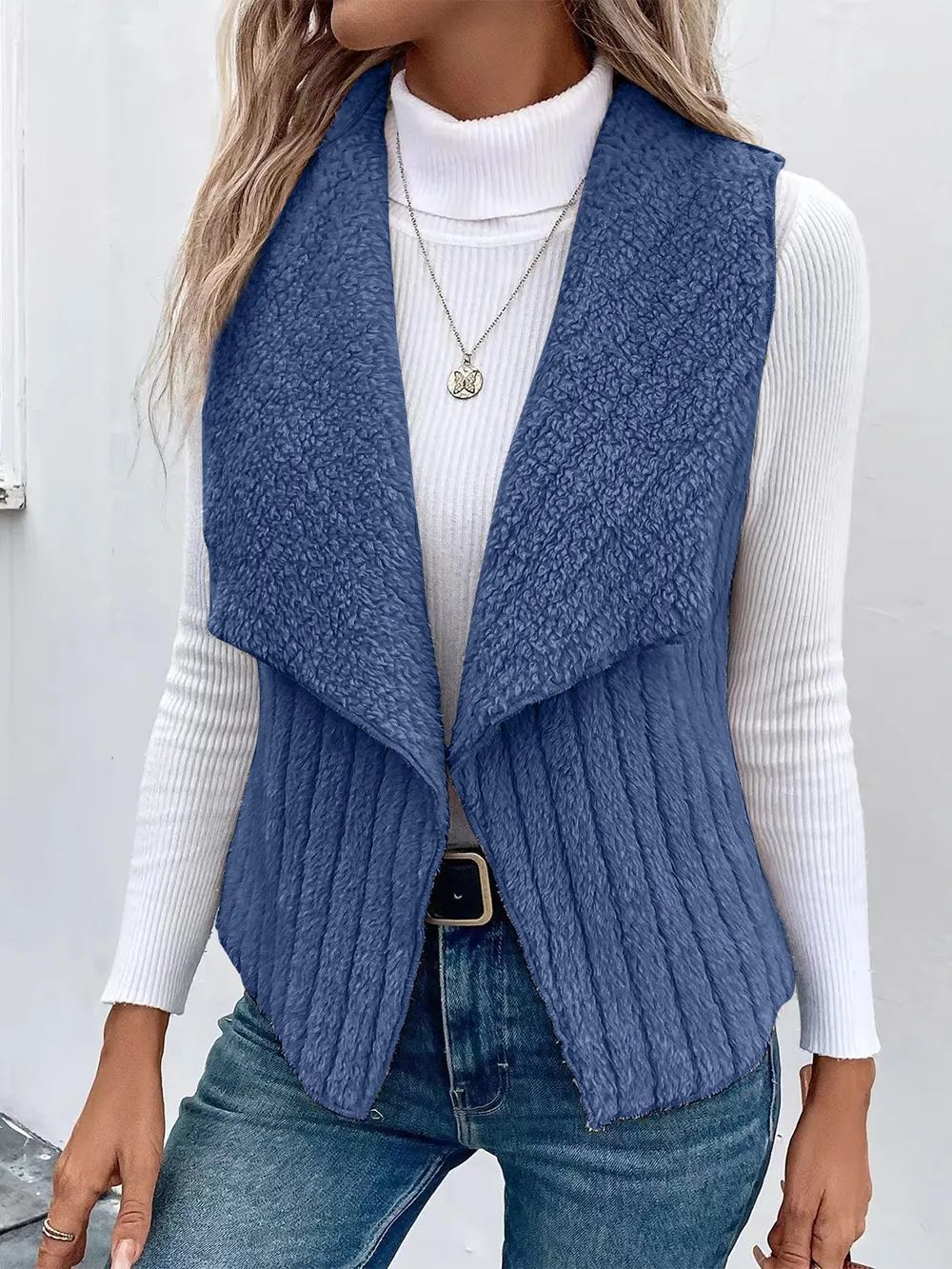 Open Front Fuzzy Vest Coat, image 13