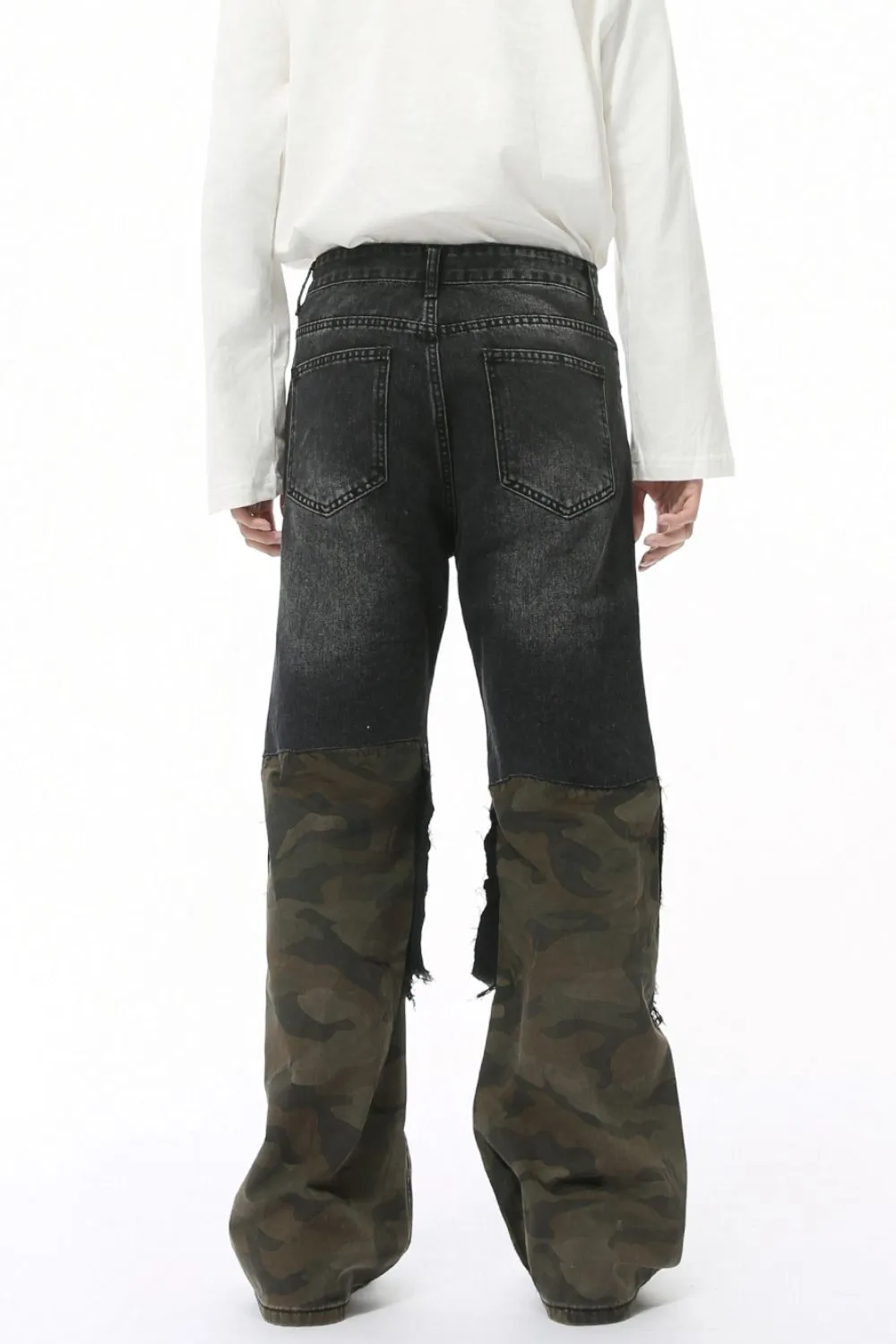 Distressed Camouflage Patchwork Jeans, image 5