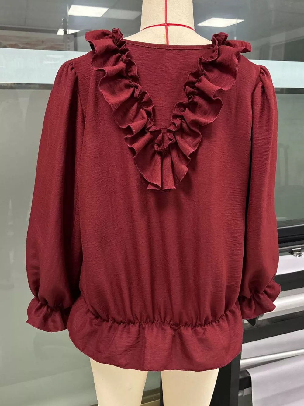Ruffle V-Neck Long Sleeve Blouse, image 12