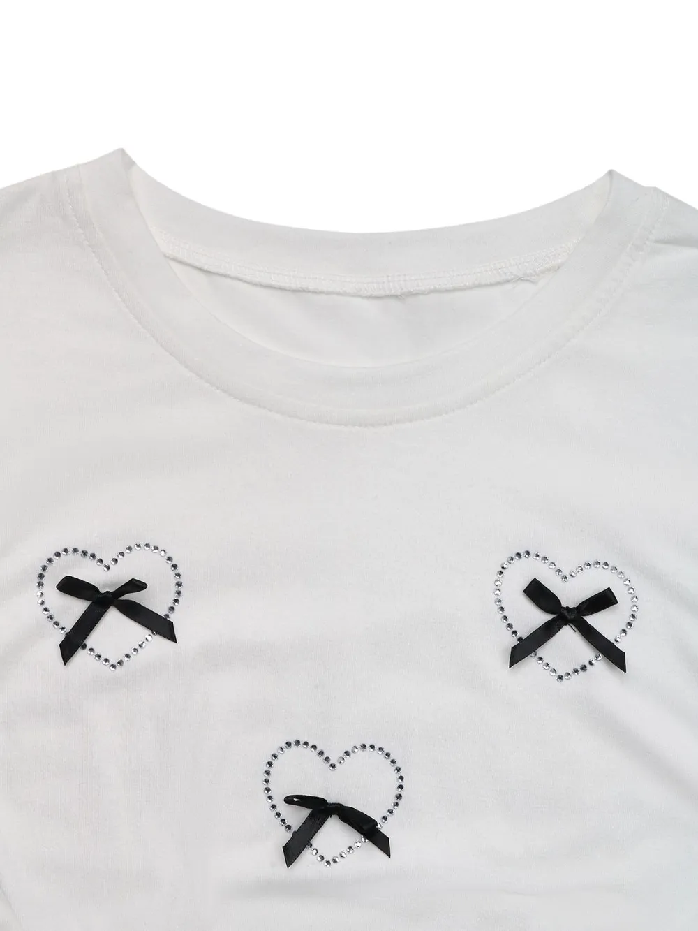 Heart Bow Round Neck Short Sleeve T-Shirt, image 2