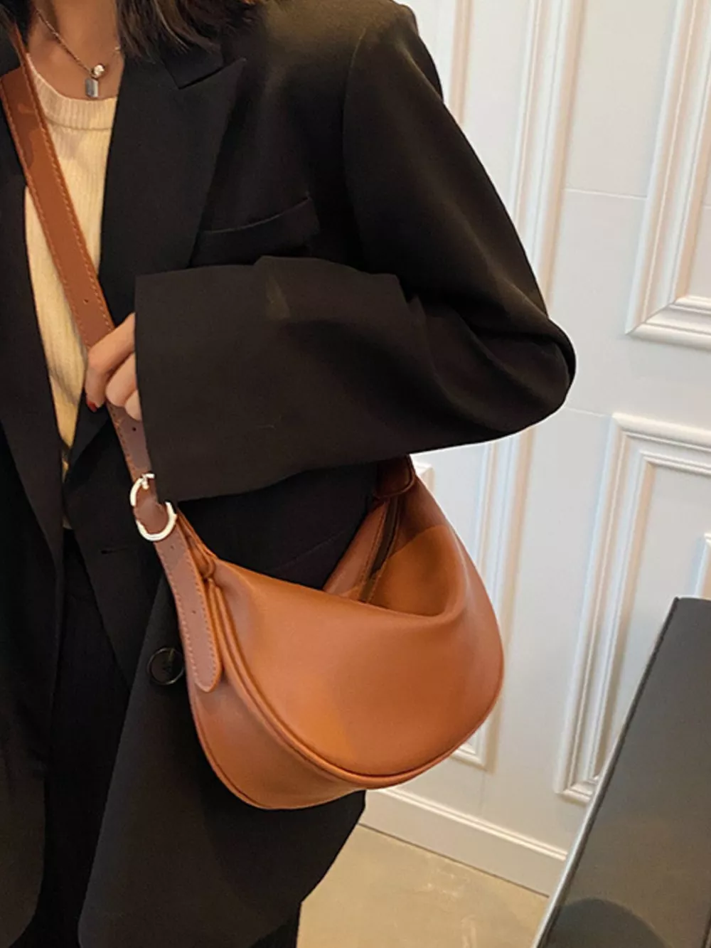 Adjustable Strap Crescent Crossbody Bag, image 8