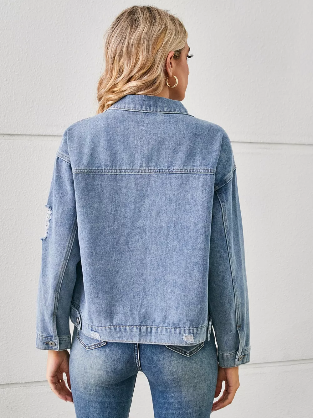 Snake Print Button Up Denim Jacket