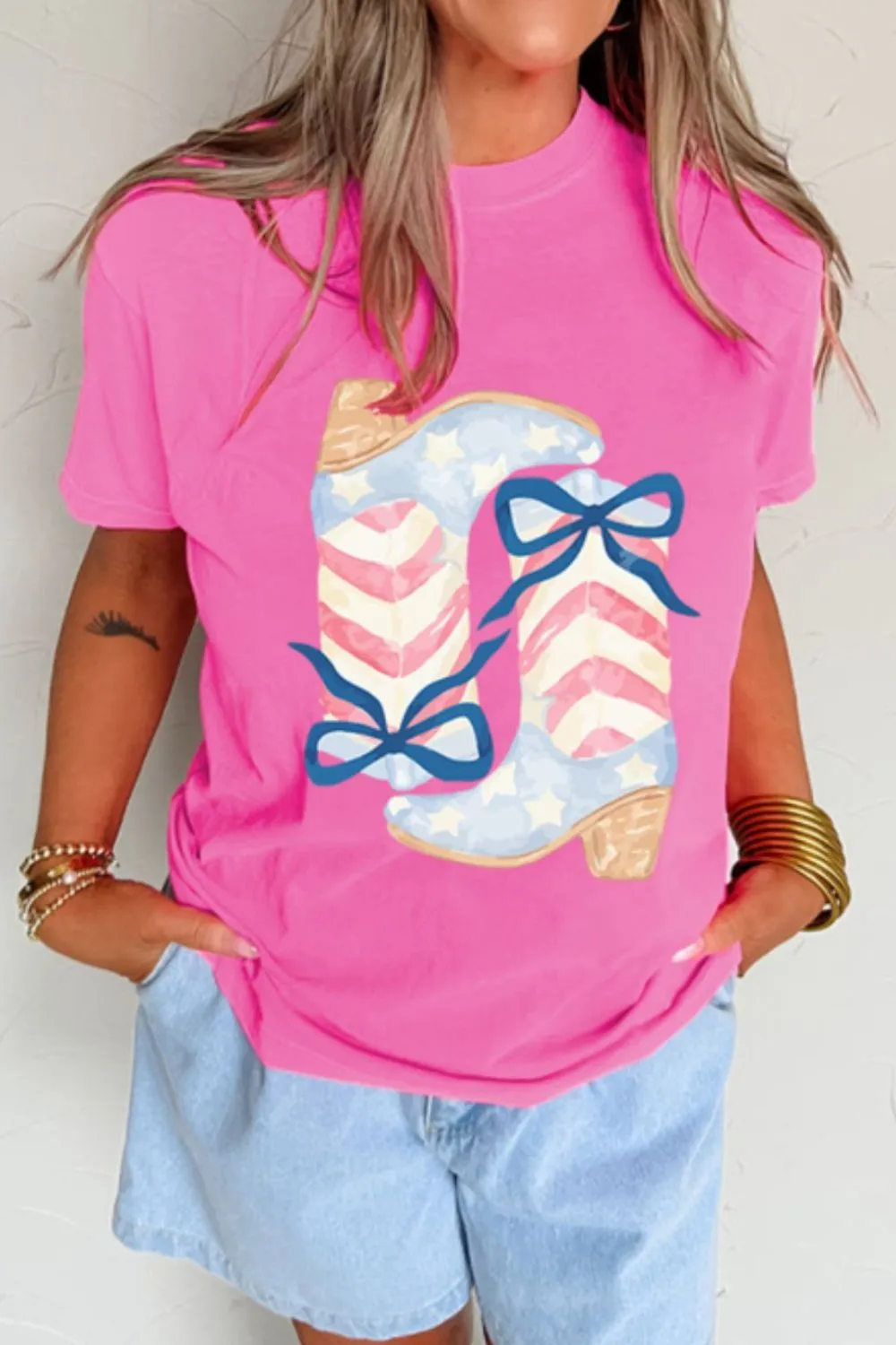 Graphic Round Neck Short Sleeve T-Shirt, image 2