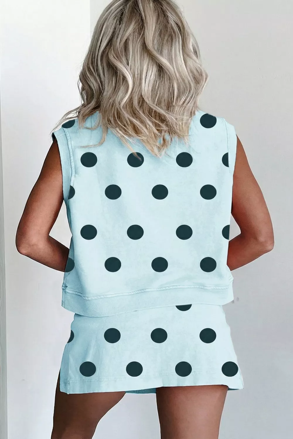 Polka Dot Sleeveless Top and Skort Casual Two-Piece Set, image 2