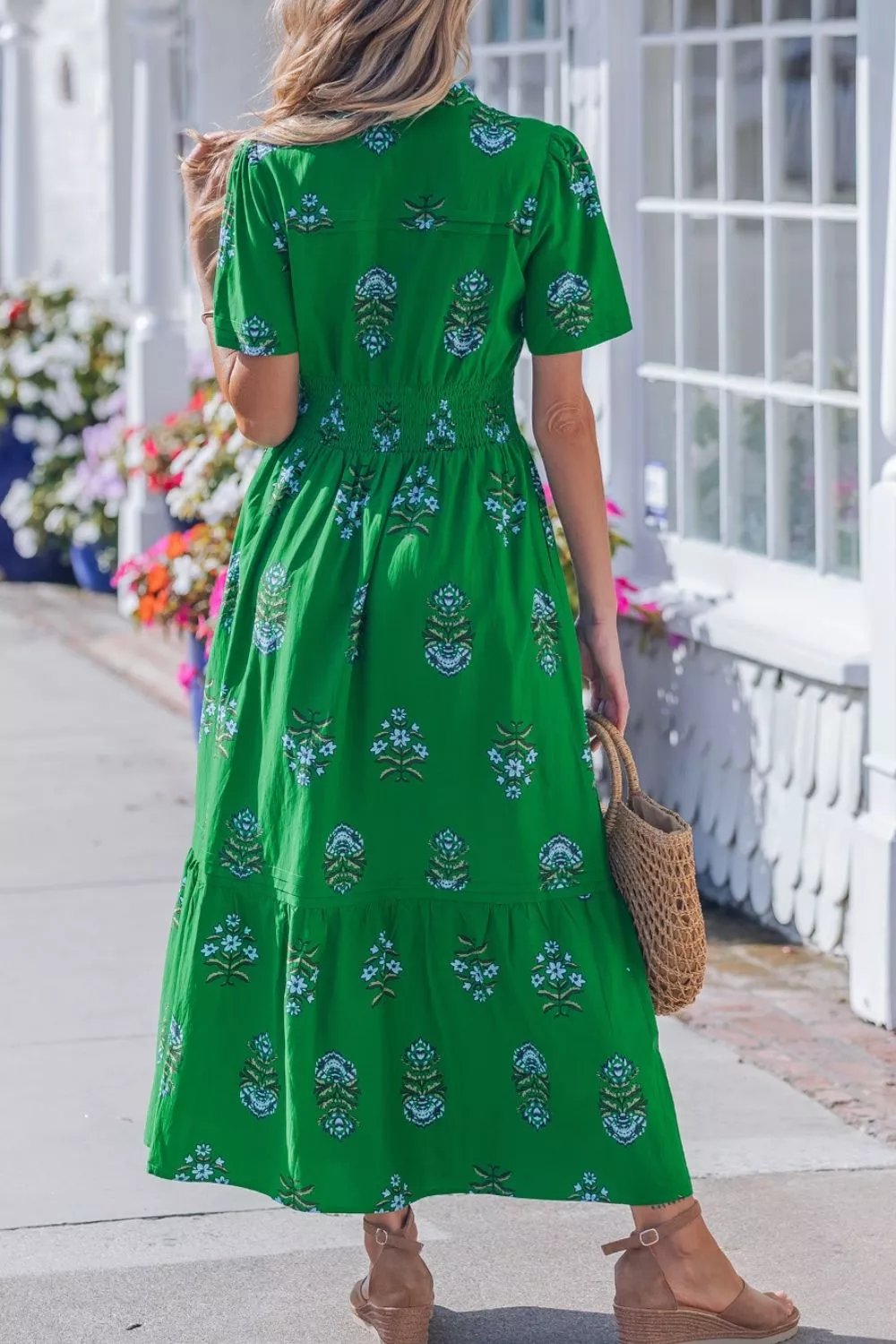 Floral Print Smocked Waist Maxi Dress, image 2