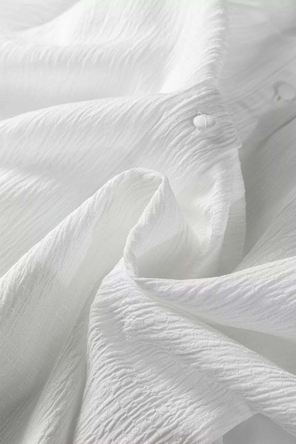 Crinkled Texture Lantern Sleeve Button Down Loose Shirt, image 2