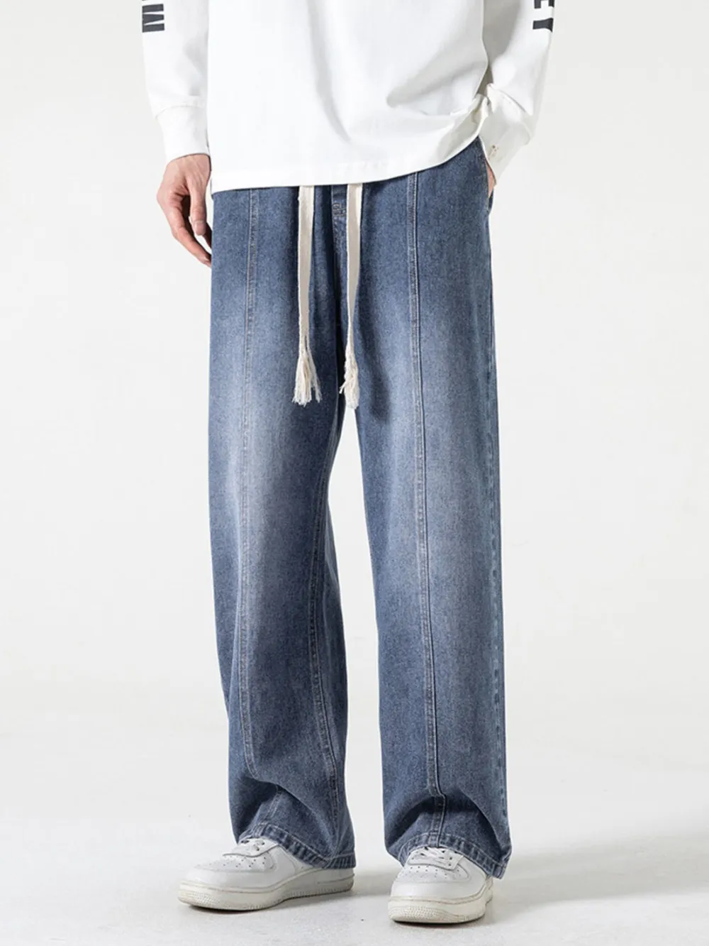 Men's Full Size Drawstring Wide Leg Jeans Plus Size, image 17