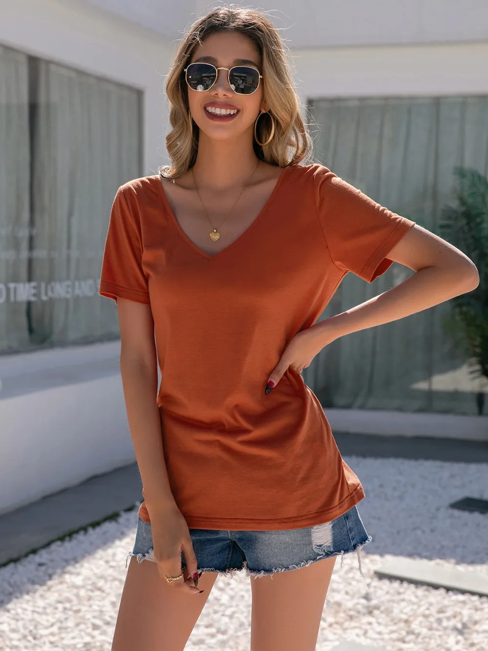 Lace Detail V-Neck Short Sleeve T-Shirt, image 7