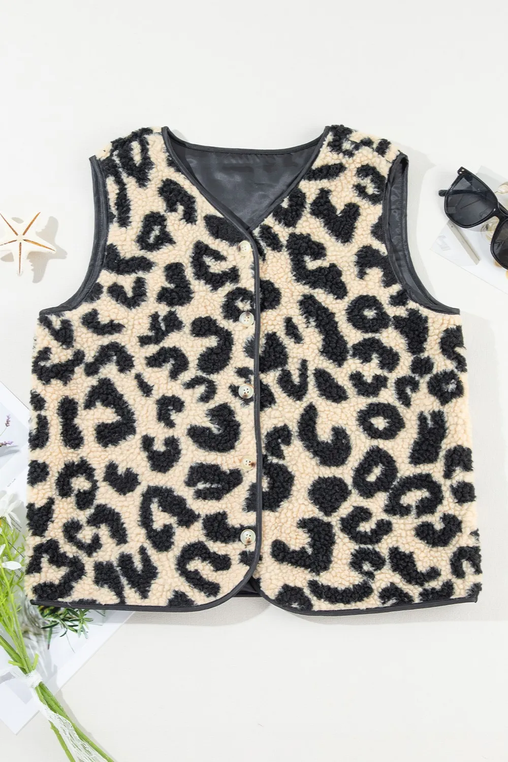 Leopard Button Up Vest Coat, image 2