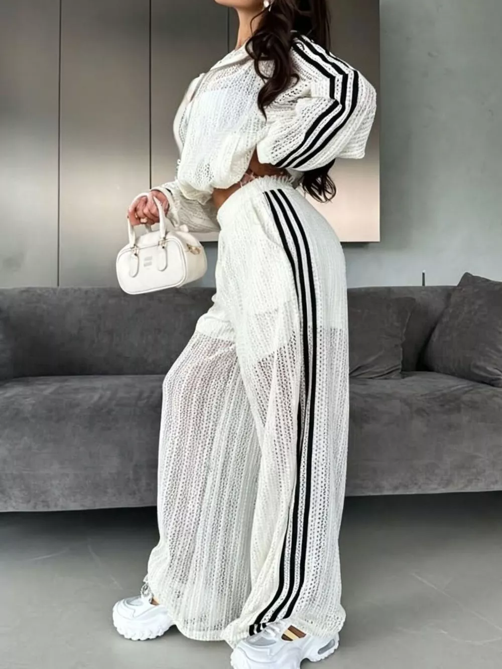 Side Stripes Zip Up Top and Pants Set, image 10