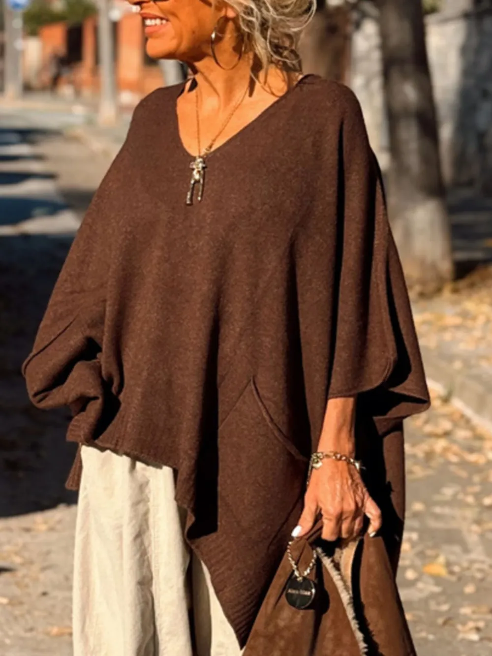 Ribbed Hem V-Neck Sweater, image 21