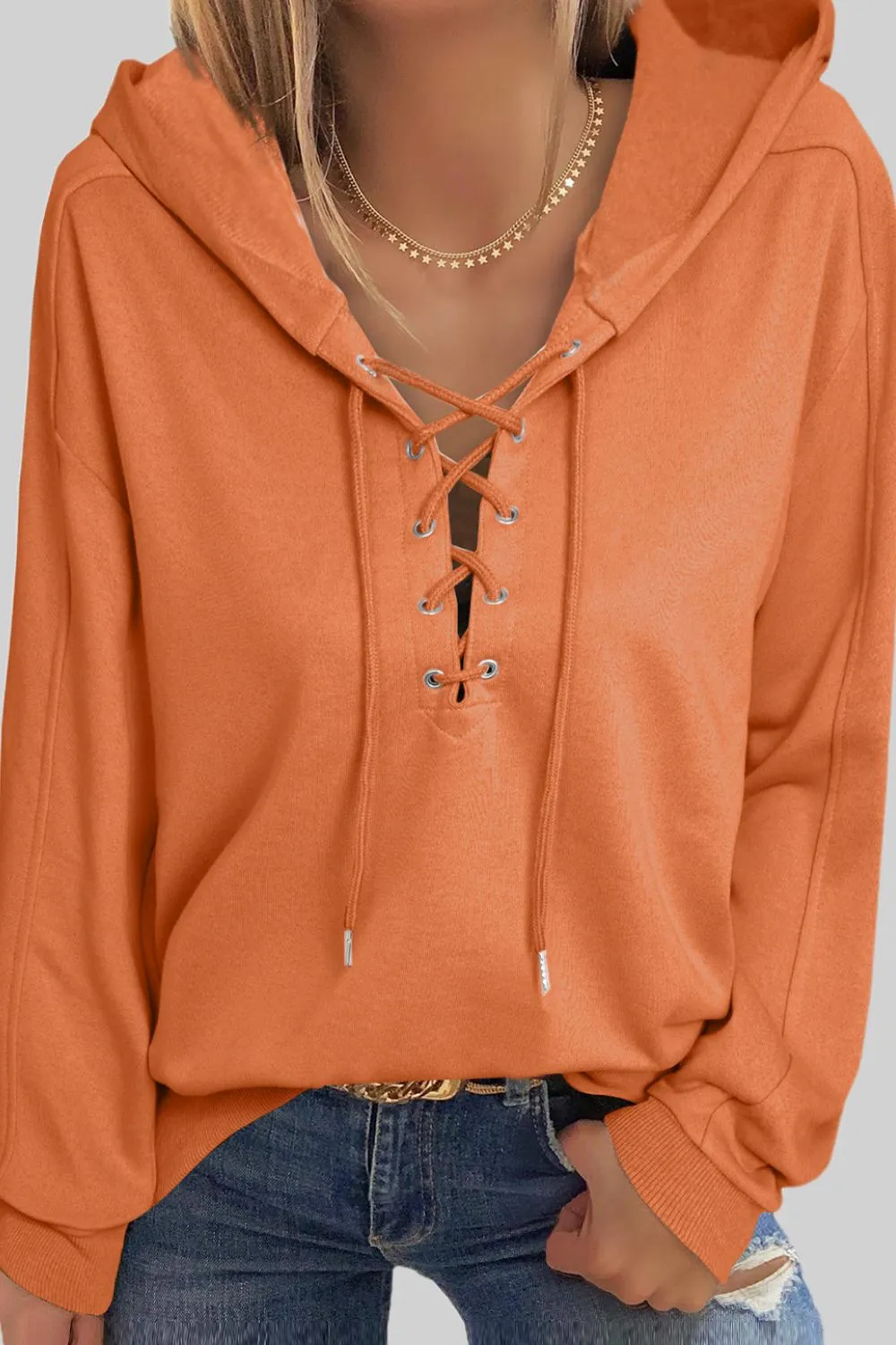 Lace Up Long Sleeve Hoodie, image 28