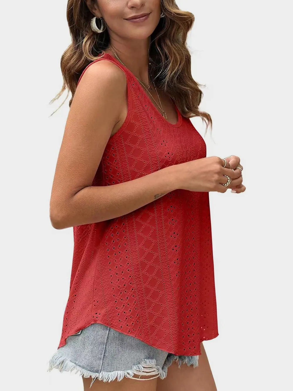 Eyelet Round Neck Tank, image 14