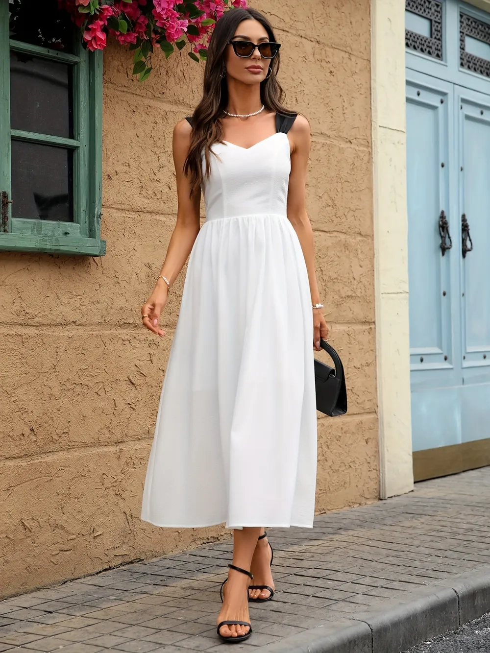 Sweetheart Neck Wide Strap Midi Dress, image 6