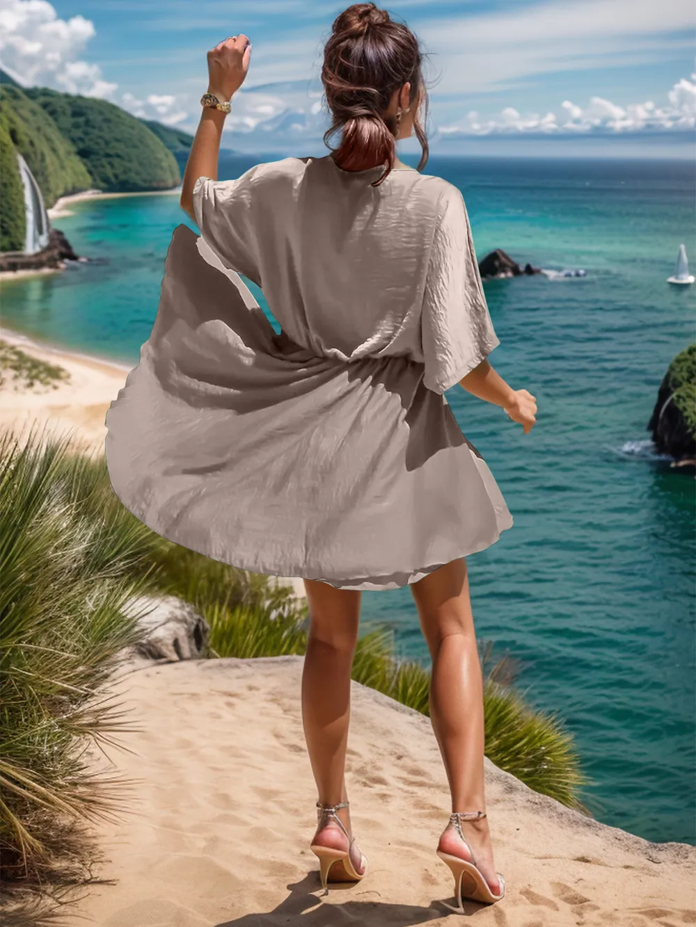 Surplice Half Sleeve Mini Dress, image 8