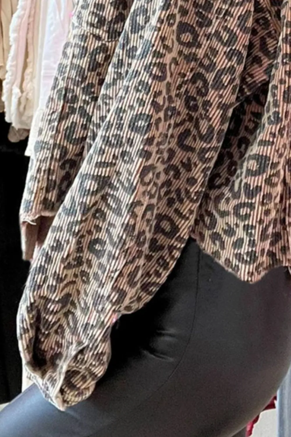 Leopard Button Down Long Sleeve Jacket, image 2