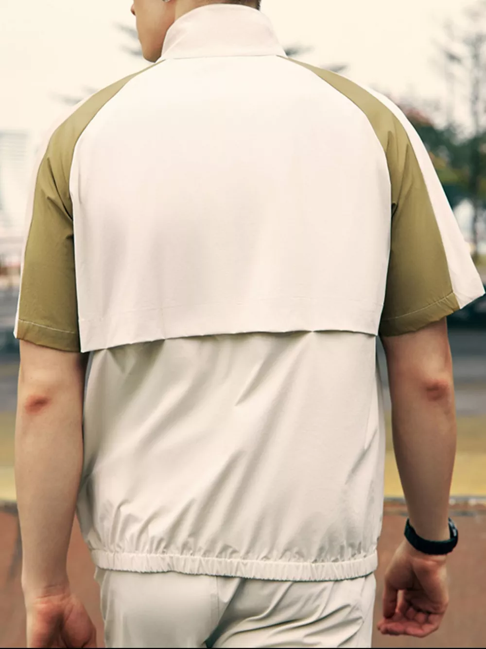 Men's Color Block Zip Up Short Sleeve Jacket, image 2